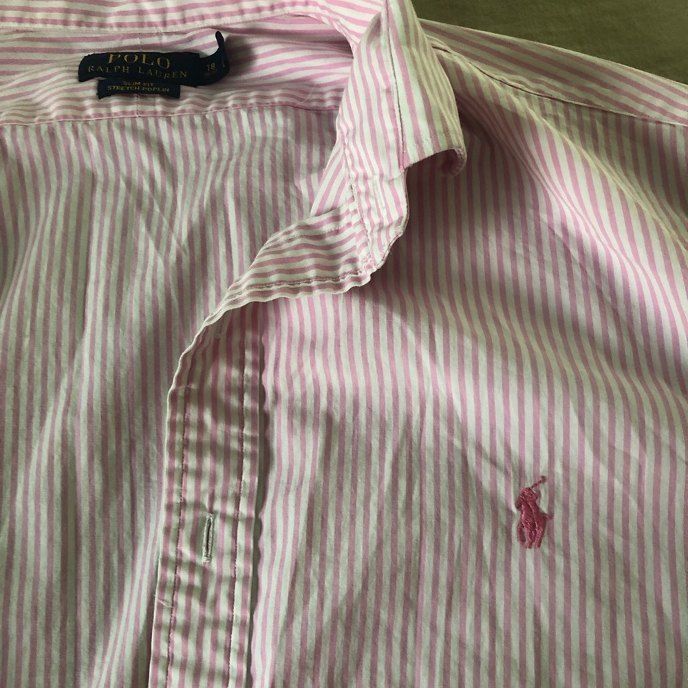 Polo Ralph Lauren Pink Striped Button Down 💗